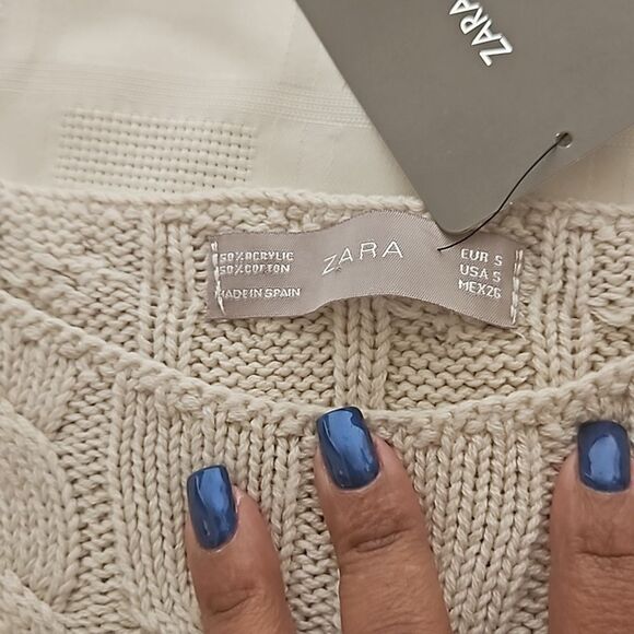 Zara Sweater Mini Sleeveless Dress Small Off White - Picture 7 of 16